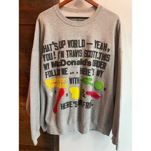 Travis Scott McDonald’s Order Puff Print Crewneck Sweater XL Hype 2020